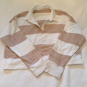 Aerie size M crop rugby stripe polo